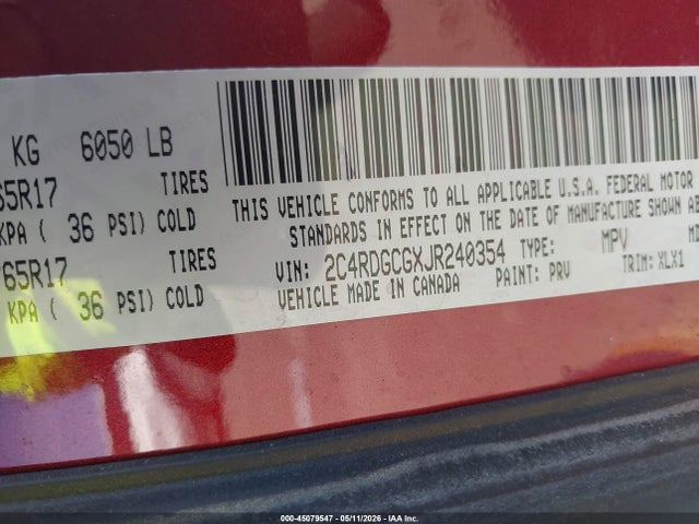 Dodge Grand Caravan Sxt 2018 2C4RDGCGXJR240354 Image 9