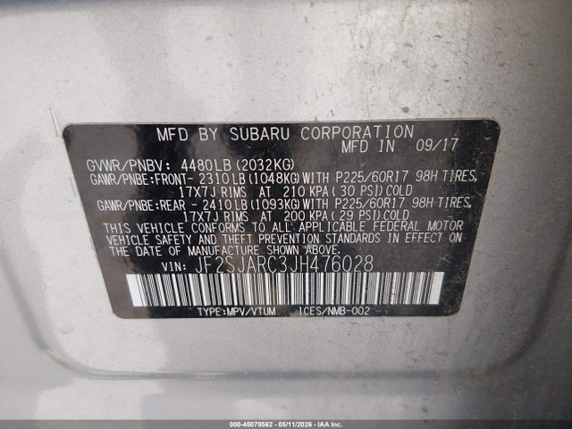 JF2SJARC3JH476028 Subaru Forester 2.5i Limited