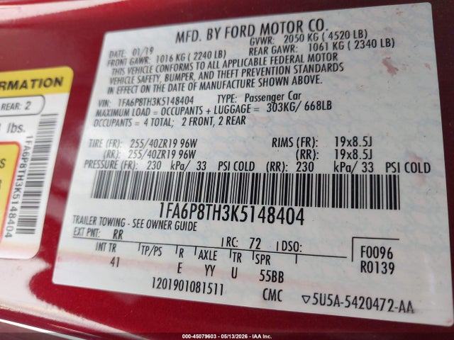 Ford Mustang Ecoboost Premium 2019 1FA6P8TH3K5148404 Image 9