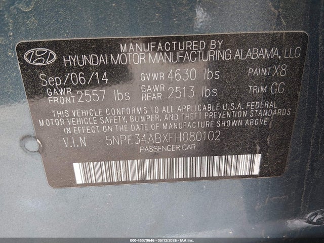 Продаж на аукціоні авто 2015 Hyundai Sonata Sport 2.0t, vin: 5NPE34ABXFH080102, номер лоту: 45079646