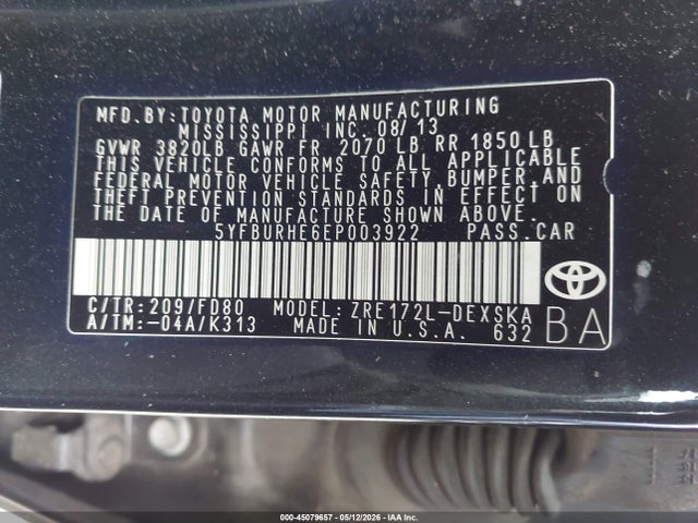 Toyota Corolla S Plus 2014 5YFBURHE6EP003922 Image 9