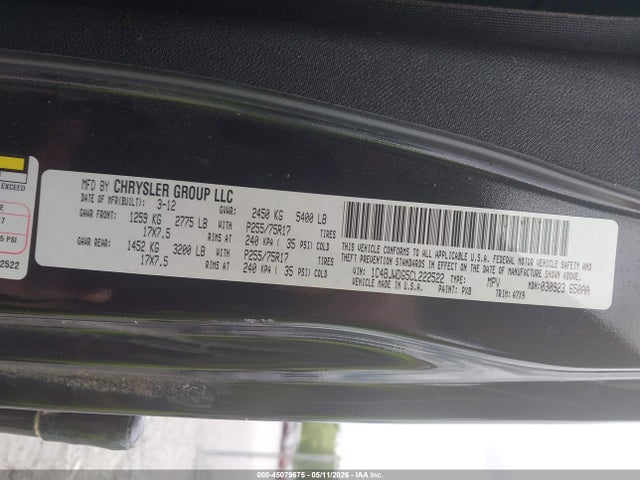 Продаж на аукціоні авто 2012 Jeep Wrangler Unlimited Sport, vin: 1C4BJWDG5CL222522, номер лоту: 45079675