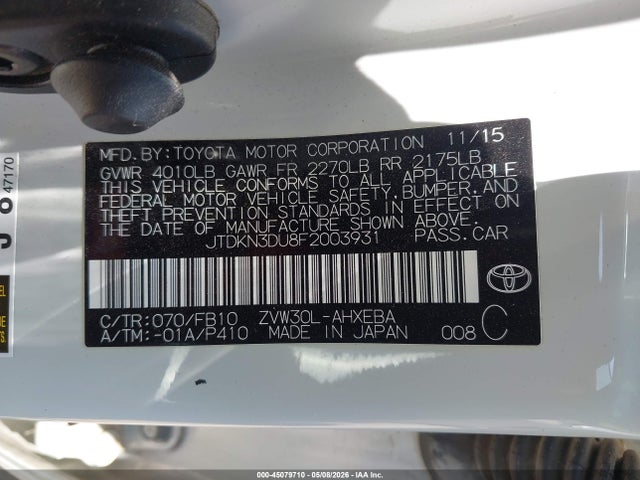 Toyota Prius Two 2015 JTDKN3DU8F2003931 Image 9