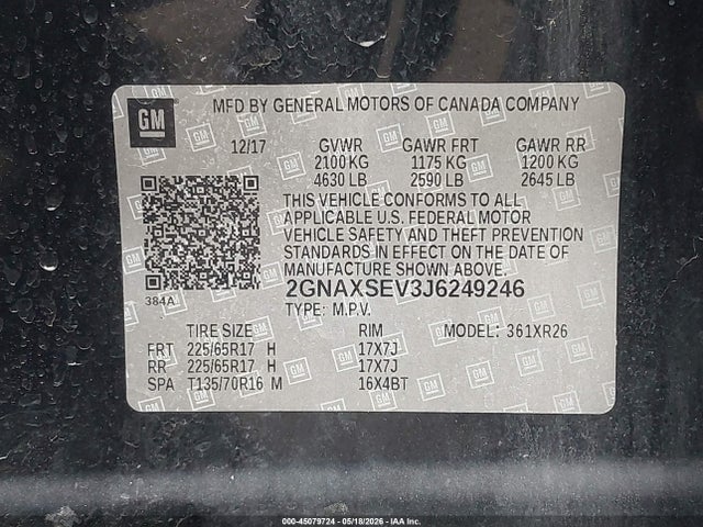 2GNAXSEV3J6249246 Chevrolet EQUINOX LT
