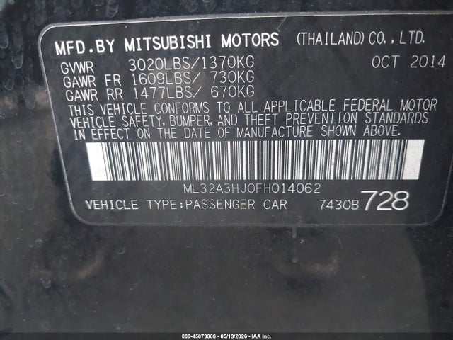 Mitsubishi MIRAGE DE 2015 ML32A3HJ0FH014062 Image 9