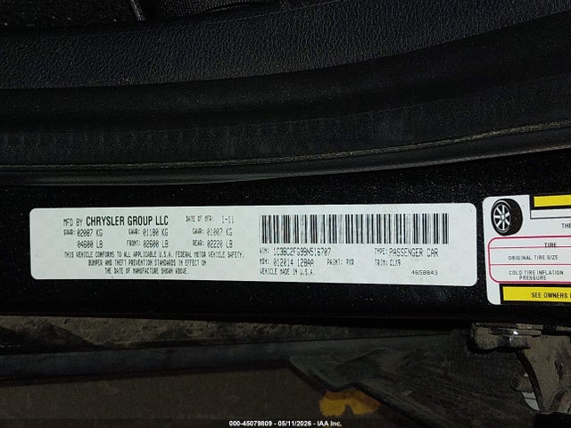 Aukcja sprzedaży 2011 Chrysler 200 Limited, vin: 1C3BC2FG9BN516707, numer aukcji: 45079809