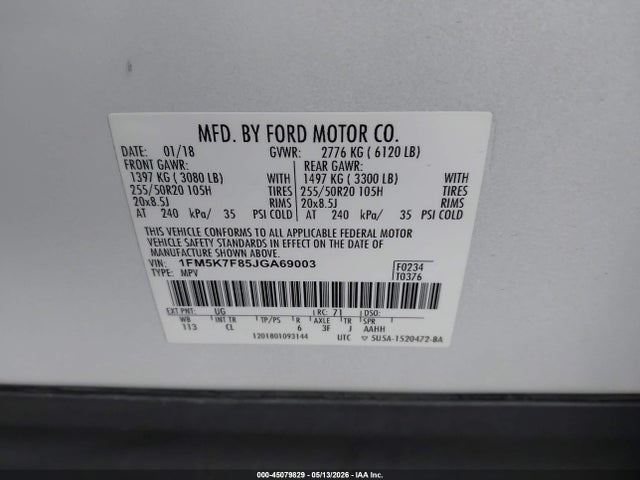 Ford Explorer Limited 2018 1FM5K7F85JGA69003 Image 9