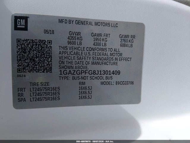 Продаж на аукціоні авто 2018 Chevrolet Express 3500 Lt, vin: 1GAZGPFG8J1301409, номер лоту: 45079876