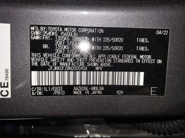 Aukcja sprzedaży 2022 Lexus Nx 450h+ F Sport, vin: JTJKKCFZ8N2005904, numer aukcji: 45079877