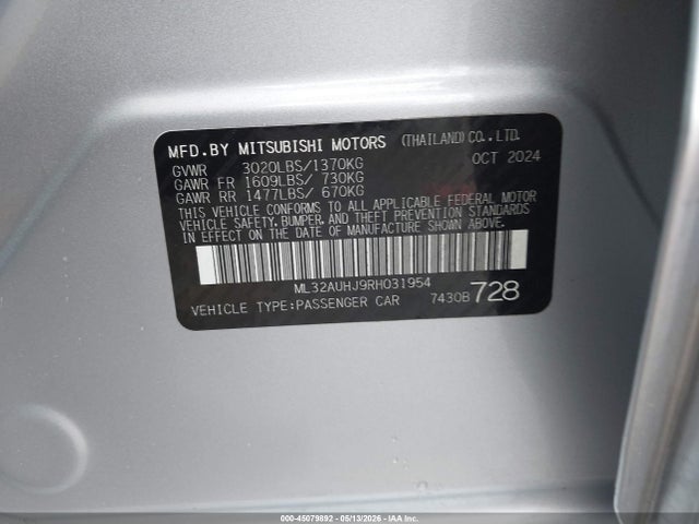 ML32AUHJ9RH031954 Mitsubishi Mirage Es/le