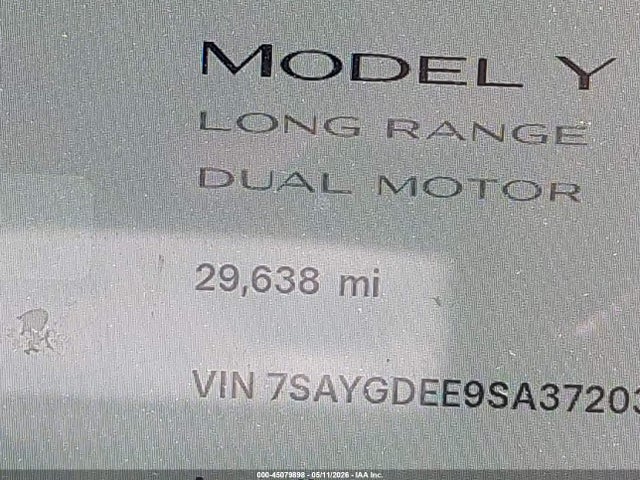 Продаж на аукціоні авто 2025 Tesla Model Y Long Range Dual Motor All-wheel Drive, vin: 7SAYGDEE9SA372032, номер лоту: 45079898