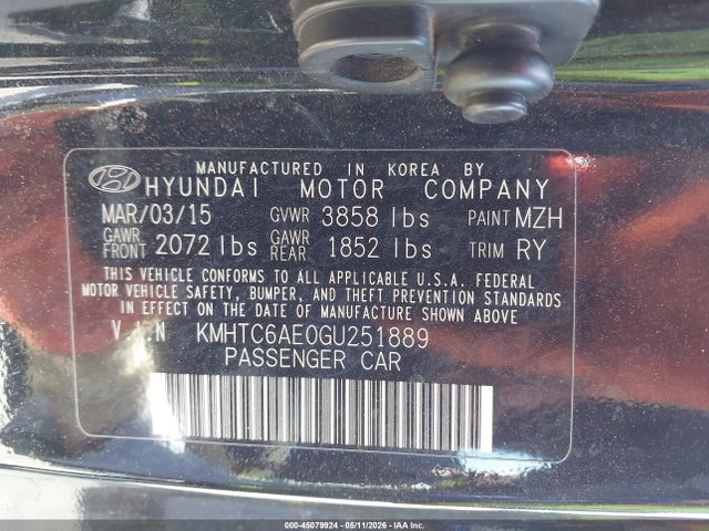 Продаж на аукціоні авто 2016 Hyundai Veloster Turbo, vin: KMHTC6AE0GU251889, номер лоту: 45079924
