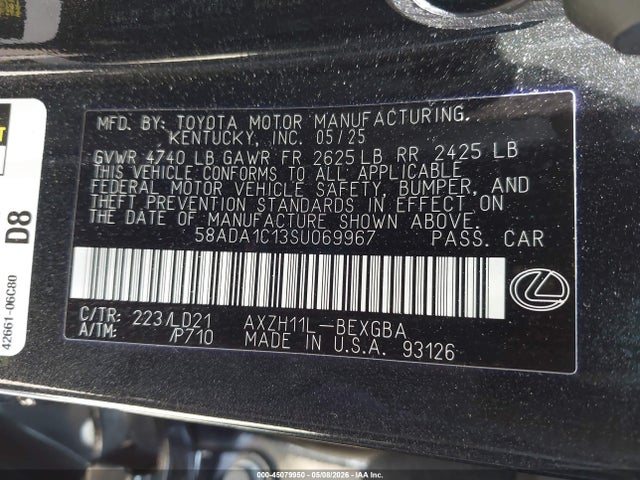 Lexus ES 300H 2025 58ADA1C13SU069967 Image 9