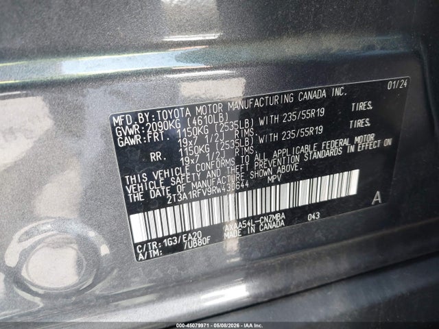 Продажа на аукционе авто 2024 Toyota Rav4 Xle Premium, vin: 2T3A1RFV9RW430644, номер лота: 45079971