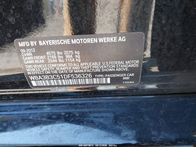 2013 Bmw 328i Xdrive მანქანა იყიდება აუქციონზე, vin: WBA3B3C51DF536326, აუქციონის ნომერი: 45079972