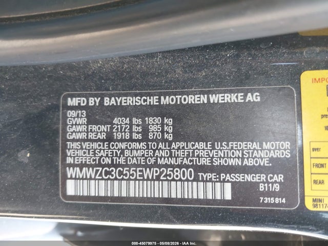 Продажа на аукционе авто 2014 Mini Countryman Cooper S, vin: WMWZC3C55EWP25800, номер лота: 45079975