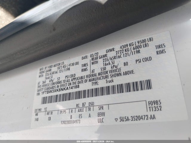 1FTBW3XK8NKA14188 Ford E-transit-350 Cargo Van