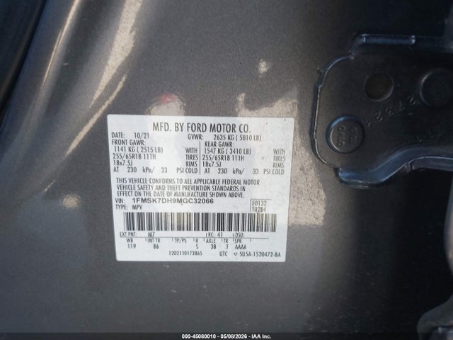 Продаж на аукціоні авто 2021 Ford Explorer Xlt, vin: 1FMSK7DH9MGC32066, номер лоту: 45080010
