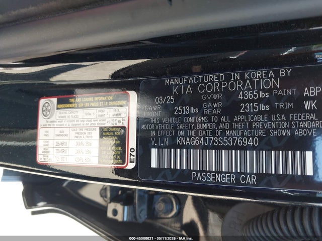 KIA K5 Gt-line 2025 KNAG64J73S5376940 Image 9