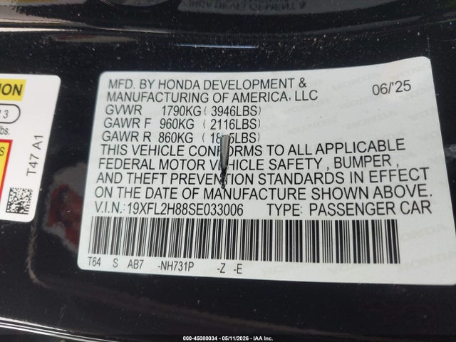 19XFL2H88SE033006 Honda Civic Sedan Sport