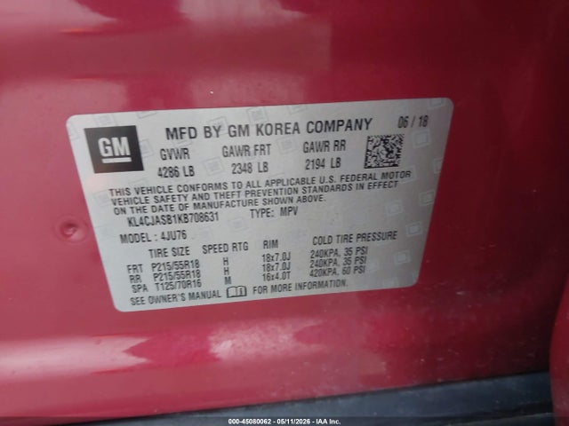 KL4CJASB1KB708631 Buick Encore Fwd Preferred