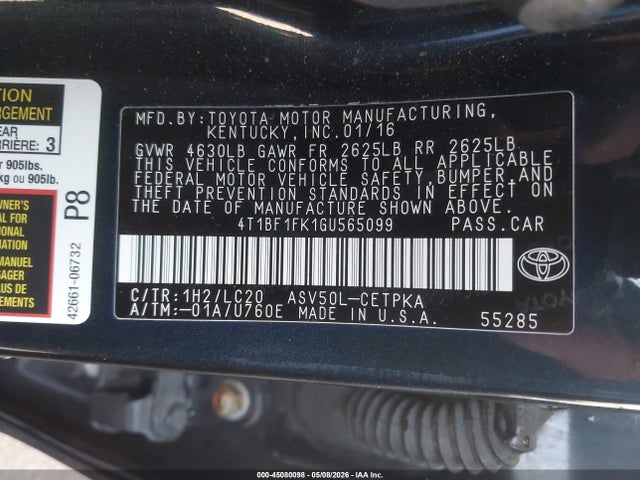 Toyota CAMRY XSE 2016 4T1BF1FK1GU565099 Image 9