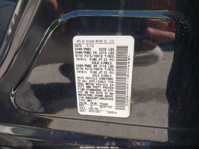 Продажа на аукционе авто 2013 Nissan Rogue S, vin: JN8AS5MT1DW034469, номер лота: 45080151