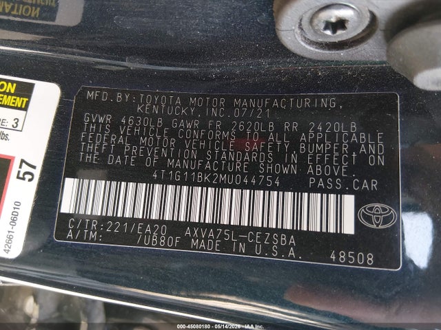 Toyota Camry Se Awd 2021 4T1G11BK2MU044754 Image 9