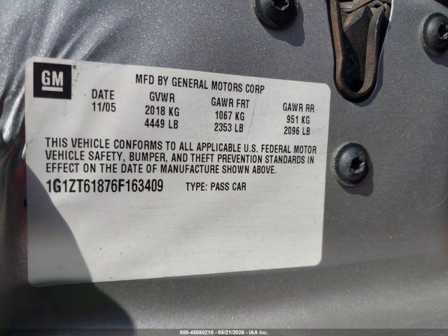45080210 :رقم المزاد ، 1G1ZT61876F163409 vin ، 2006 Chevrolet Malibu Maxx Lt مزاد بيع