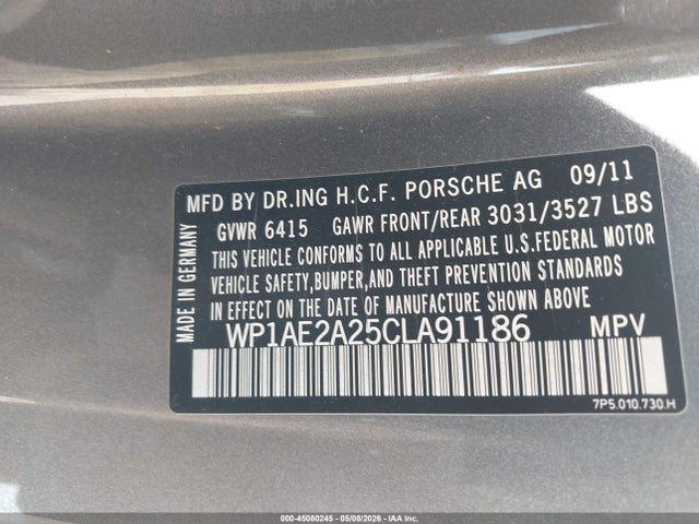 Продаж на аукціоні авто 2012 Porsche Cayenne Hybrid S, vin: WP1AE2A25CLA91186, номер лоту: 45080245