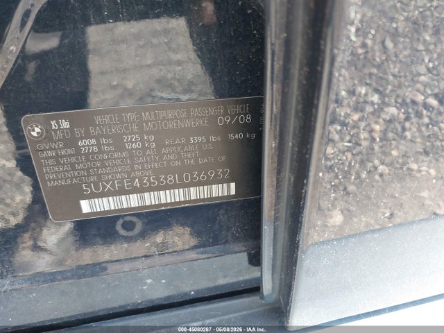 Продажа на аукционе авто 2008 Bmw X5 3.0si, vin: 5UXFE43538L036932, номер лота: 45080287