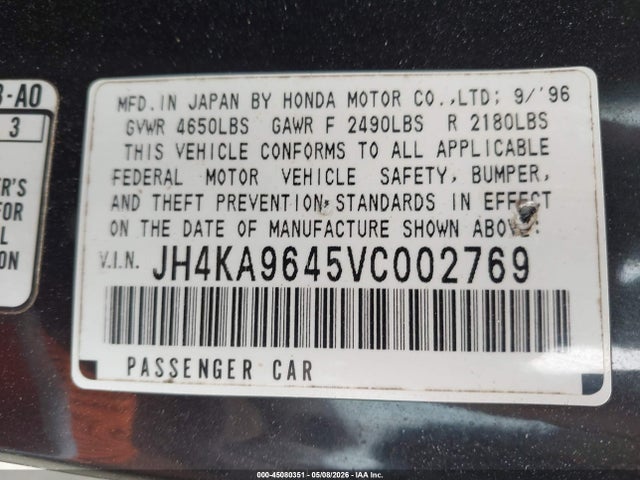 Продаж на аукціоні авто 1997 Acura Rl 3.5, vin: JH4KA9645VC002769, номер лоту: 45080351