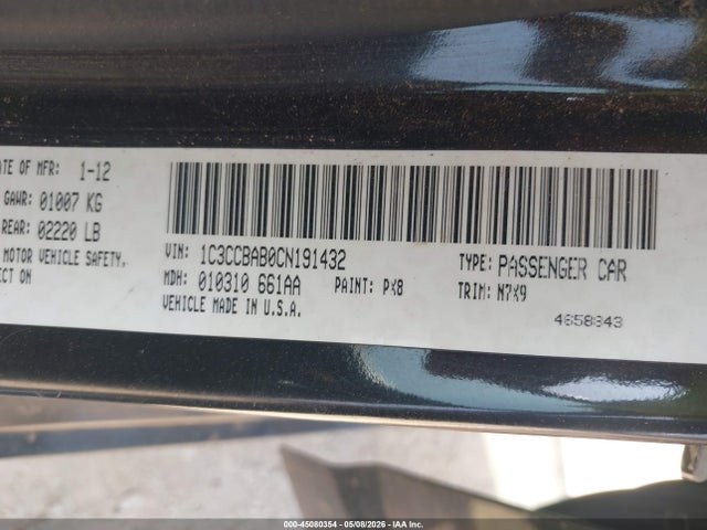 Aukcja sprzedaży 2012 Chrysler 200 Lx, vin: 1C3CCBAB0CN191432, numer aukcji: 45080354