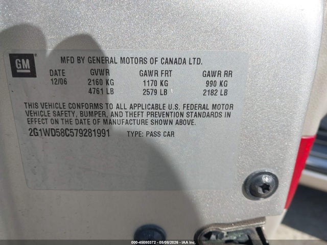 Продаж на аукціоні авто 2007 Chevrolet Impala Ss, vin: 2G1WD58C579281991, номер лоту: 45080372
