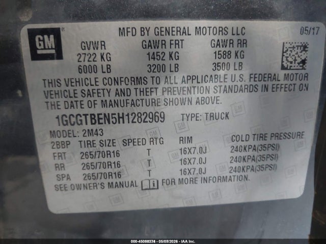 1GCGTBEN5H1282969 Chevrolet Colorado Wt
