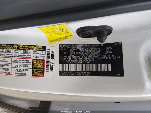 Aukcja sprzedaży 2012 Toyota Sienna Le 7 Passenger, vin: 5TDJK3DC7CS045992, numer aukcji: 45080382