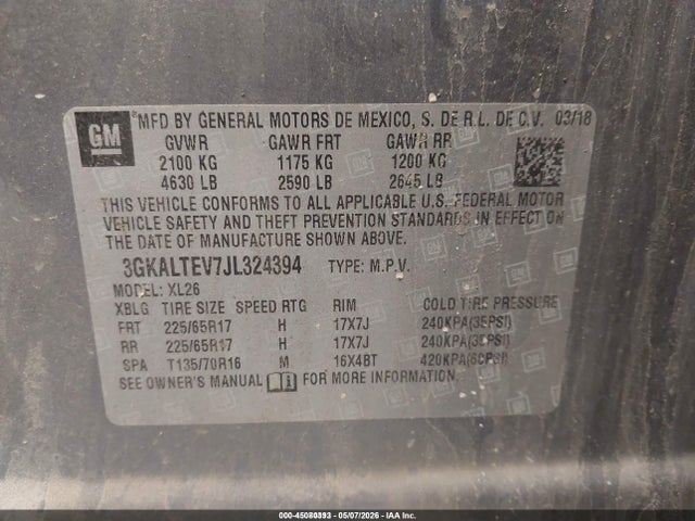 3GKALTEV7JL324394 GMC Terrain Sle