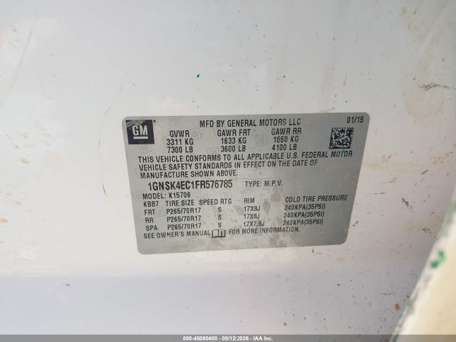 1GNSK4EC1FR576785 Chevrolet Tahoe Commercial Fleet