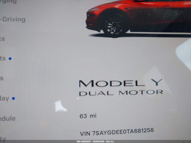 Продажа на аукционе авто 2026 Tesla Model Y All-wheel Drive/long Range Launch Series/premium All-wheel Drive, vin: 7SAYGDEE0TA681258, номер лота: 45080407