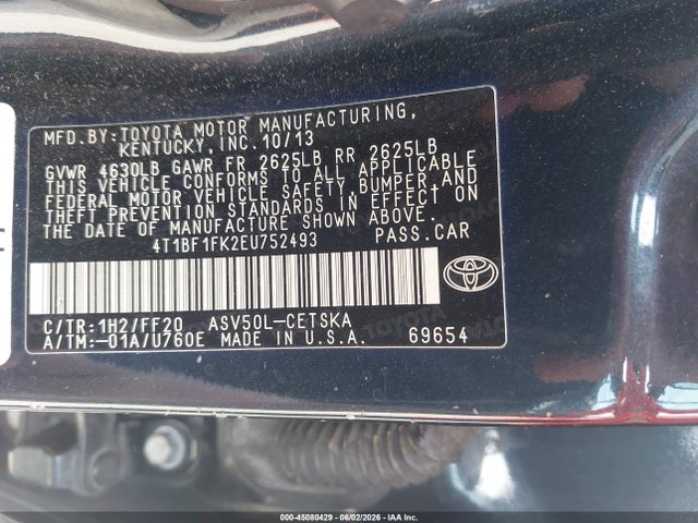 Aukcja sprzedaży 2014 Toyota Camry Se, vin: 4T1BF1FK2EU752493, numer aukcji: 45080429