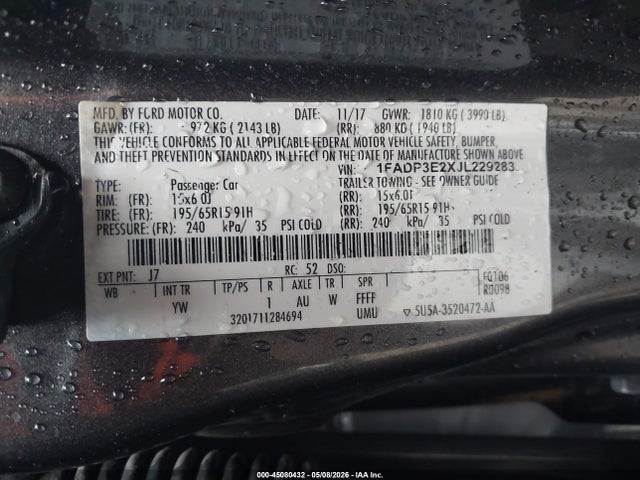 Продажа на аукционе авто 2018 Ford Focus S, vin: 1FADP3E2XJL229283, номер лота: 45080432