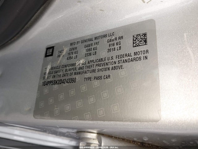 45080438 :رقم المزاد ، 1G4PP5SK2D4243390 vin ، 2013 Buick Verano مزاد بيع