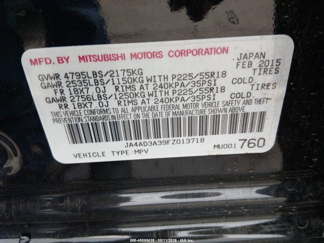 Aukcja sprzedaży 2015 Mitsubishi Outlander Se, vin: JA4AD3A39FZ013718, numer aukcji: 45080439