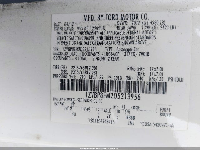 Продаж на аукціоні авто 2013 Ford Mustang V6 Premium, vin: 1ZVBP8EM2D5213956, номер лоту: 45080444