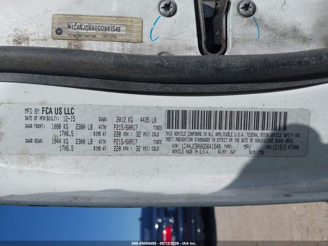 Продажа на аукционе авто 2016 Jeep Compass Sport, vin: 1C4NJCBA0GD641548, номер лота: 45080485