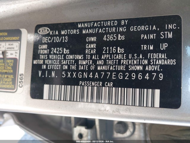 KIA OPTIMA EX 2014 5XXGN4A77EG296479 Image 9