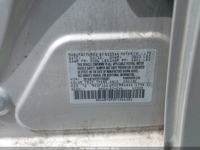 Aukcja sprzedaży 2015 Nissan Sentra Fe+ S/s/sl/sr/sv, vin: 3N1AB7AP0FY266381, numer aukcji: 45080652