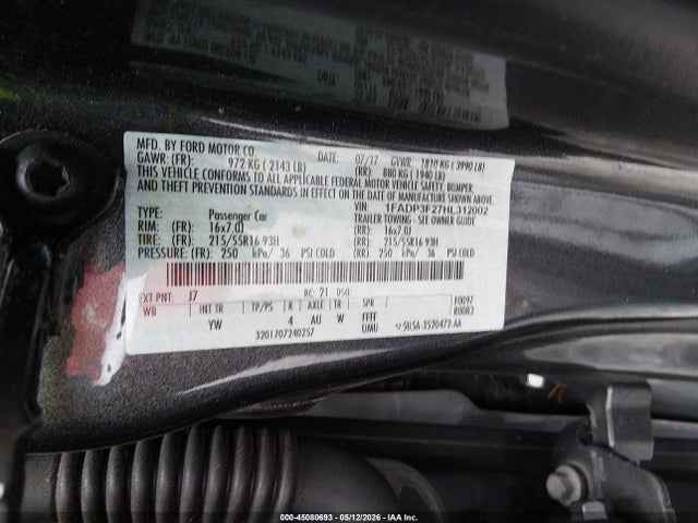 Продажа на аукционе авто 2017 Ford Focus Se, vin: 1FADP3F27HL312002, номер лота: 45080693