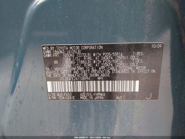 Aukcja sprzedaży 2010 Scion Xb, vin: JTLZE4FE2A1108994, numer aukcji: 45080731