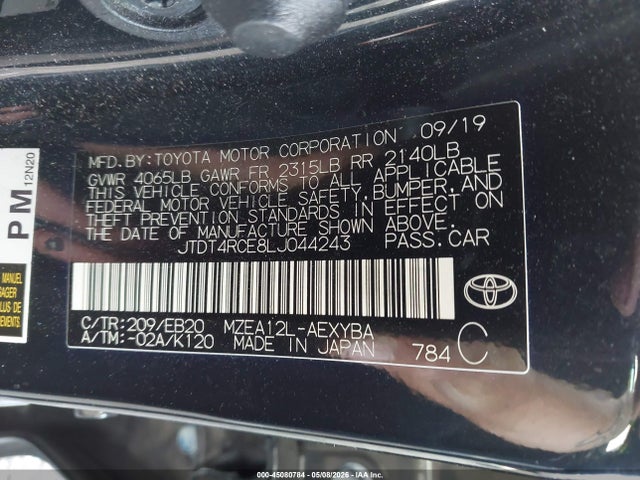 Продажа на аукционе авто 2020 Toyota Corolla Xse, vin: JTDT4RCE8LJ044243, номер лота: 45080784